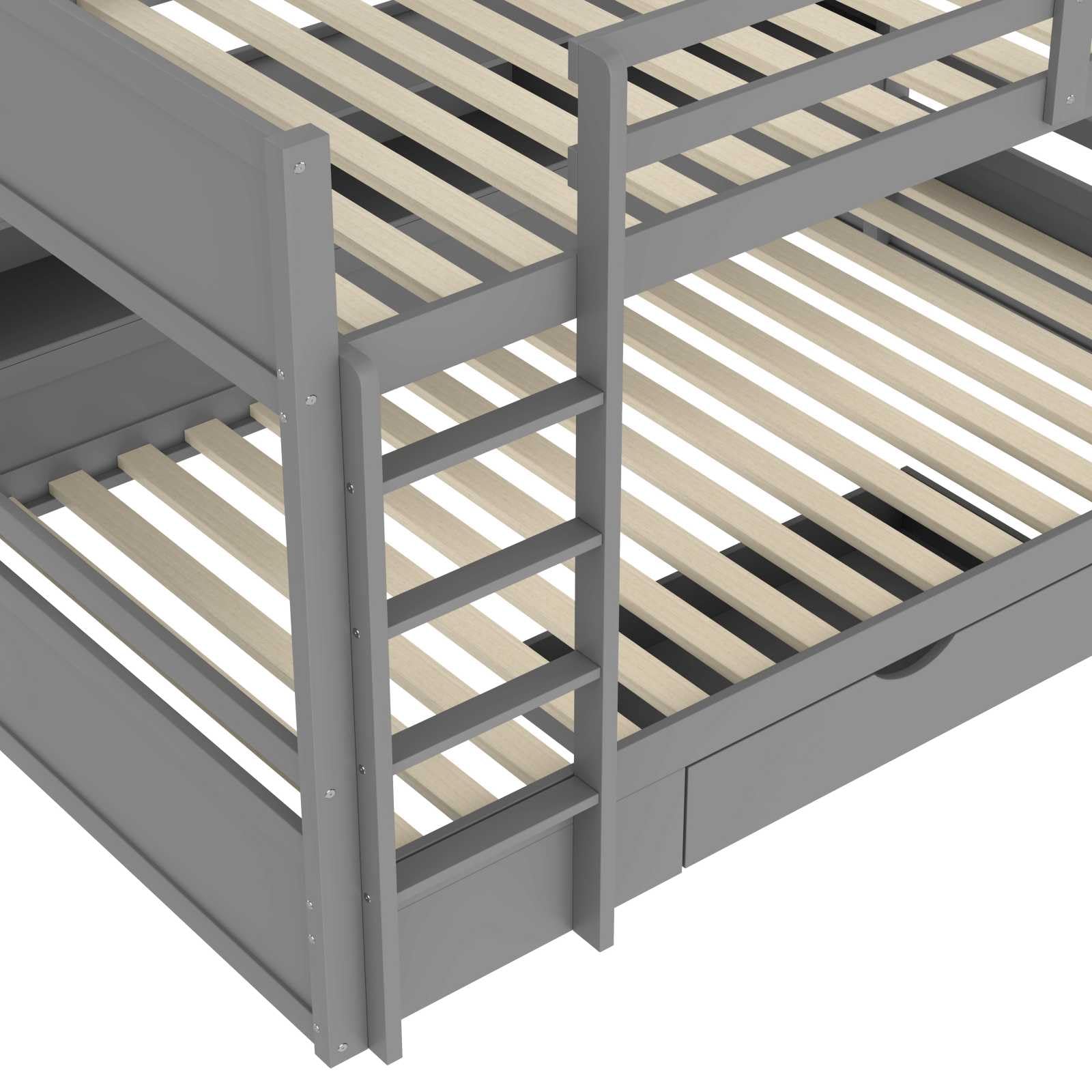 YEHTOKHOME Lit superposé Moderne 90x200cm avec tiroirs et escaliers, Multifonctionnel lit en Bois avec Compartiments de Rangement et Garde-Corps(sans Matelas) (Gris)