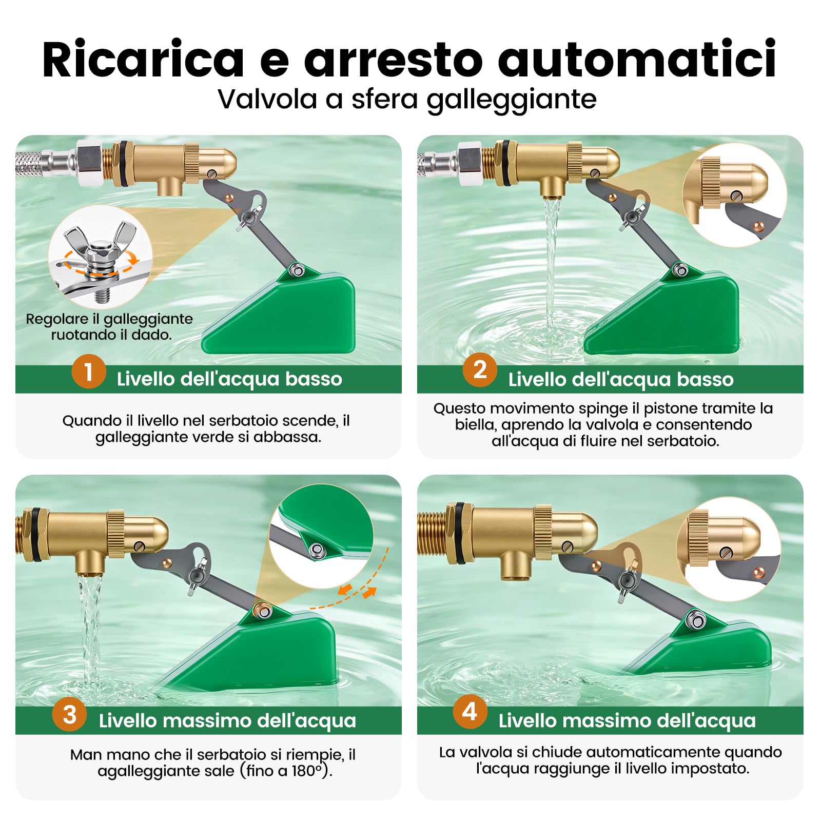 Abbeveratoio Automatico in Acciaio Inossidabile, 4L Abbeveratoio per Cavalli con Valvola Galleggiante in Ottone e Foro di Scarico, Adatto per Cavalli, Bovini, Capre, Pecore e Cani