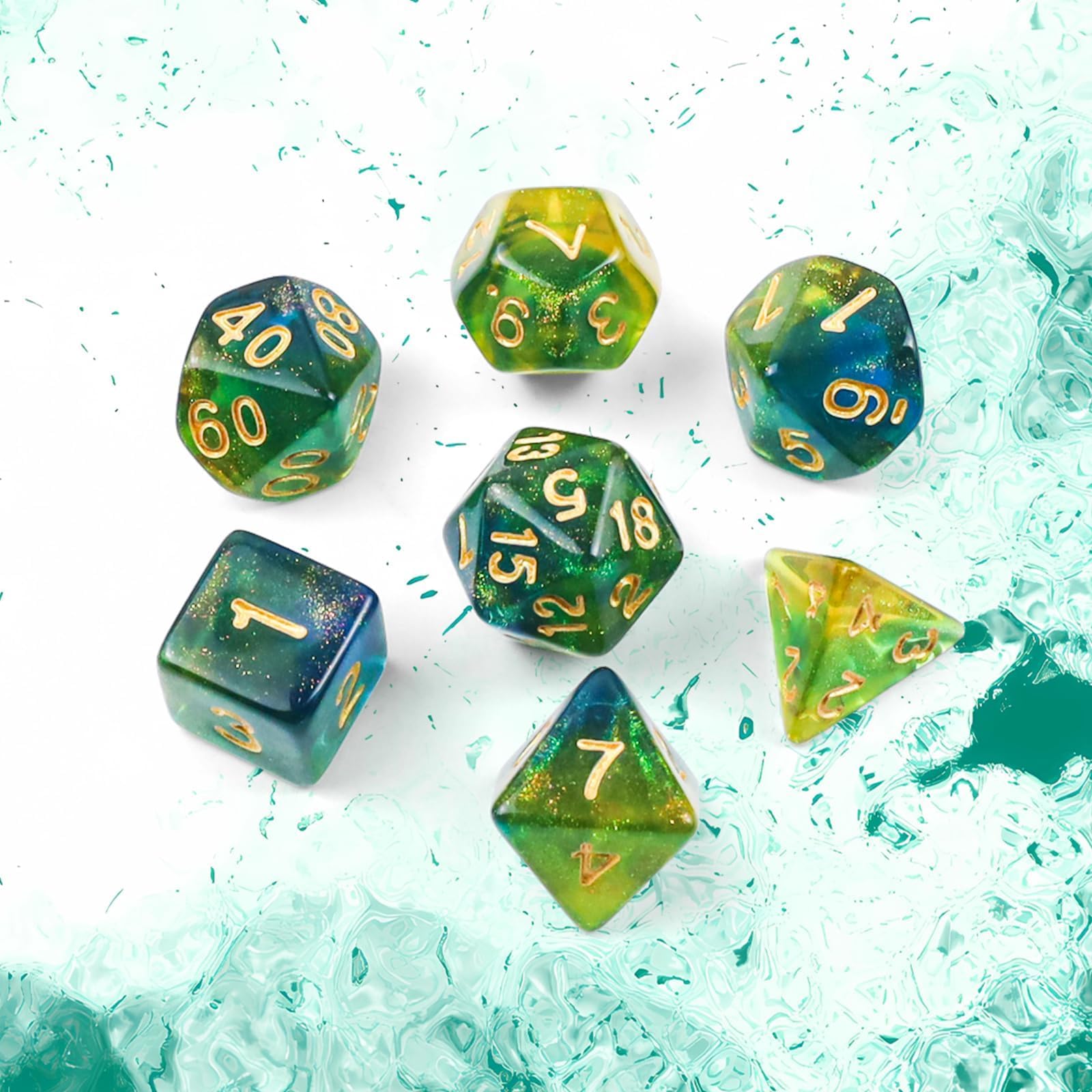 Zestaw wielościennych kostek, 7 sztuk DND Dice, zestaw błyszczących kostek, do lochów i smoków, MTG, kostki RPG, gry stołowe D&D D20 D12 D10 D8 D6 D4