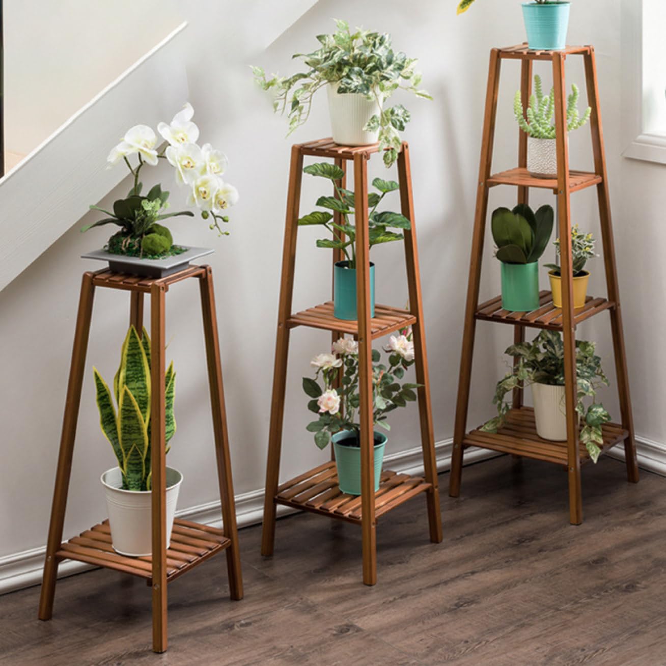 Amazon.co.jp: 竹製 フラワースタンド トール スクエア 32*32*75cm 幅