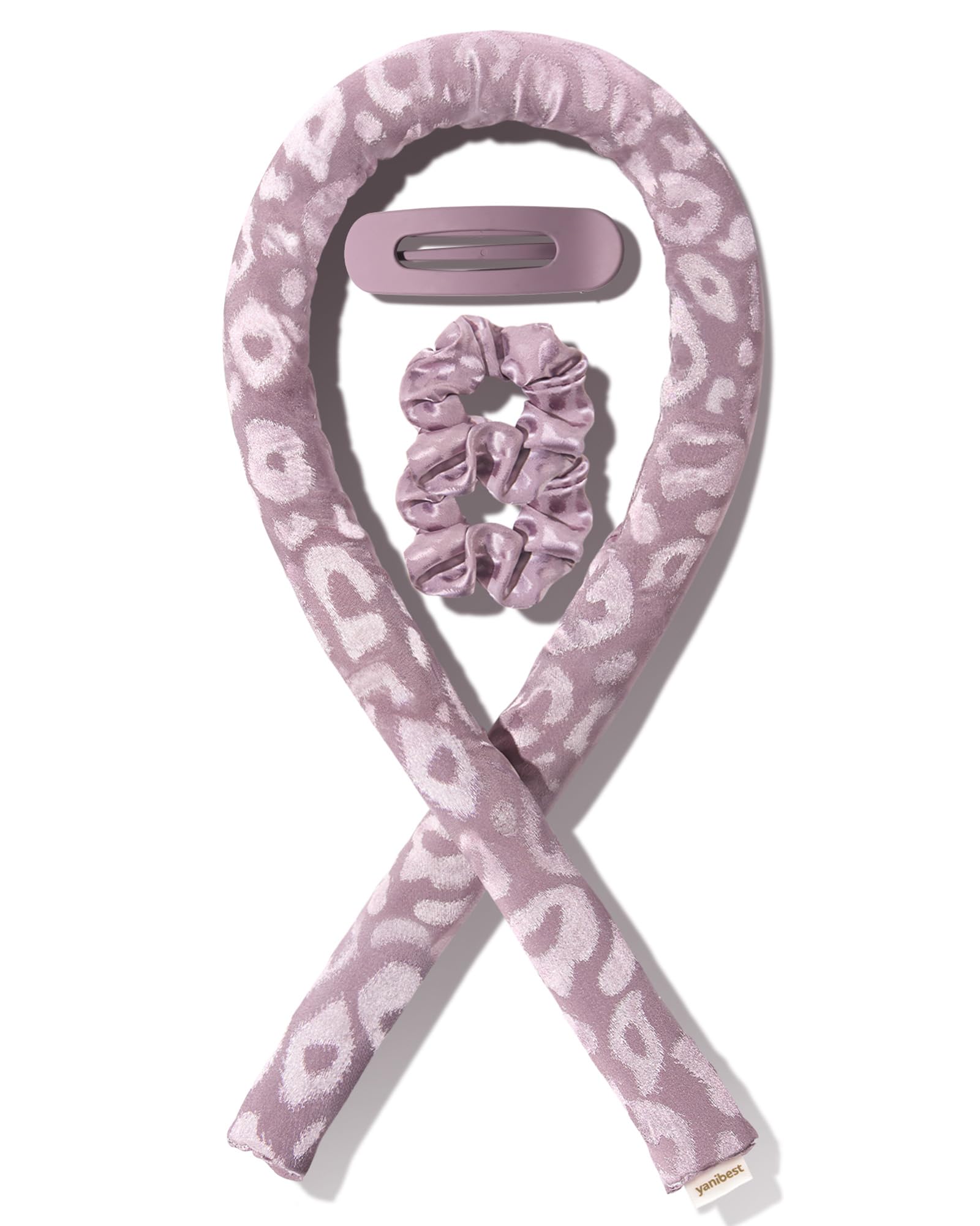 YANIBEST Heatless Curls Overnight, Hair Curlers to Sleep in, Leopard Heatless Hair Curler, Curling Rod Soft Hair Rollers-Purple