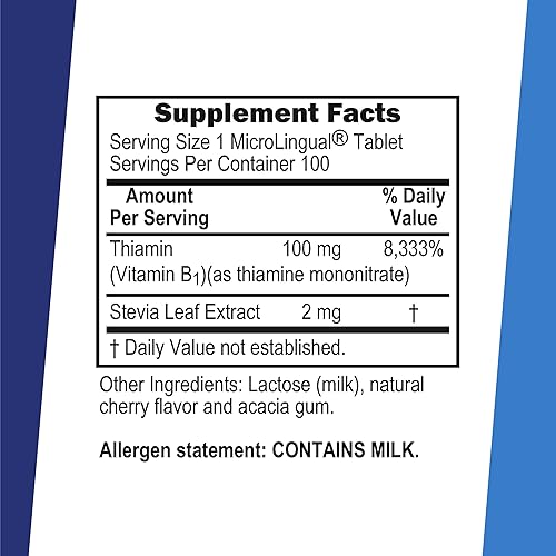 Miniatura 3 de Superior Source Vitamina B1 tiamina 100 mg tabletas sublinguales de disolución rápida bajo la lengua 100 unidades aumento del metabolismo y la