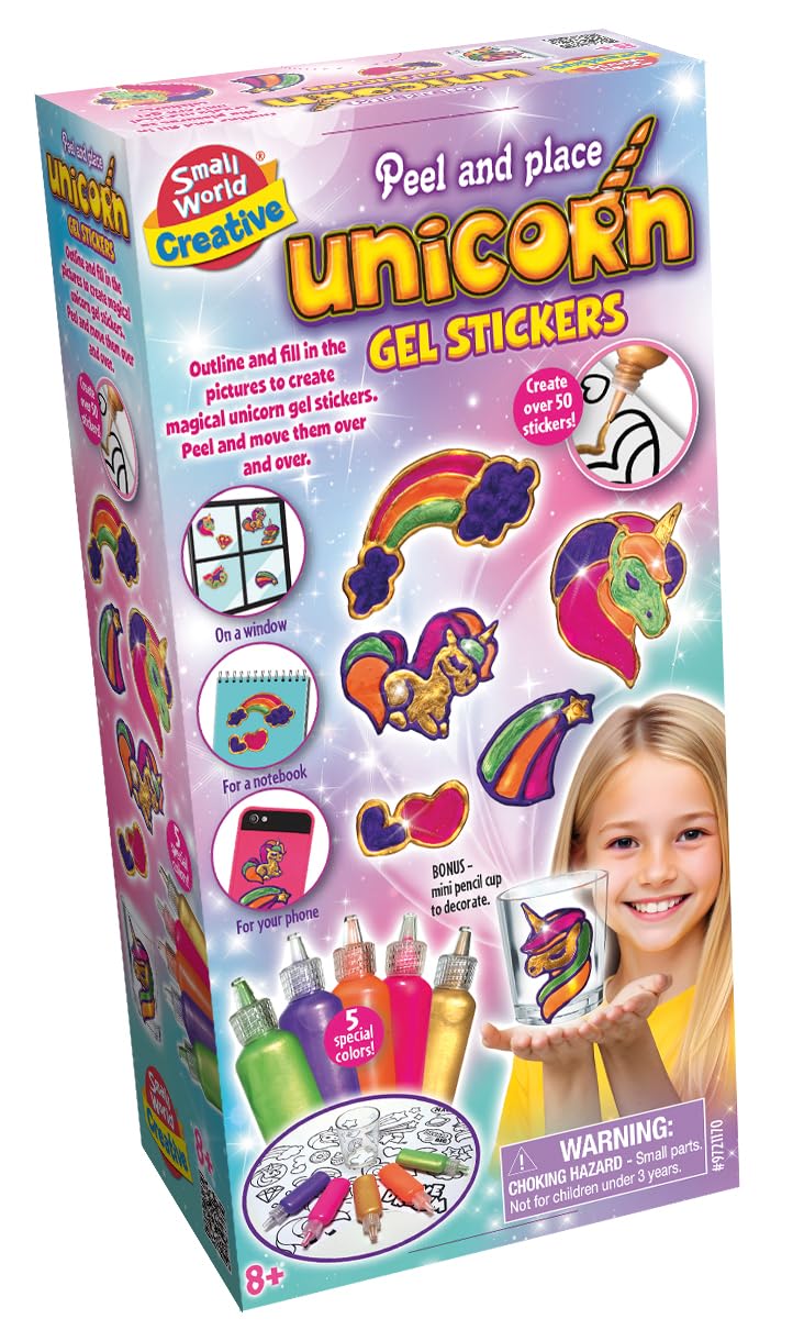 Small World Toys  Kids Peel And Place Unicorn Gel Stickers - 