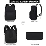 SUPACOOL Casual Laptop Backpack with USB Charging Port for Men and Women, School Bookbag for College, Lightweight Pack Back(Dark Black)