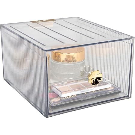 HomeStrapMedium Cosmetics Makeup and Jewelry Storage Case Display Set | Stackable Transparent Nail Art Accessories Organizer Boxes