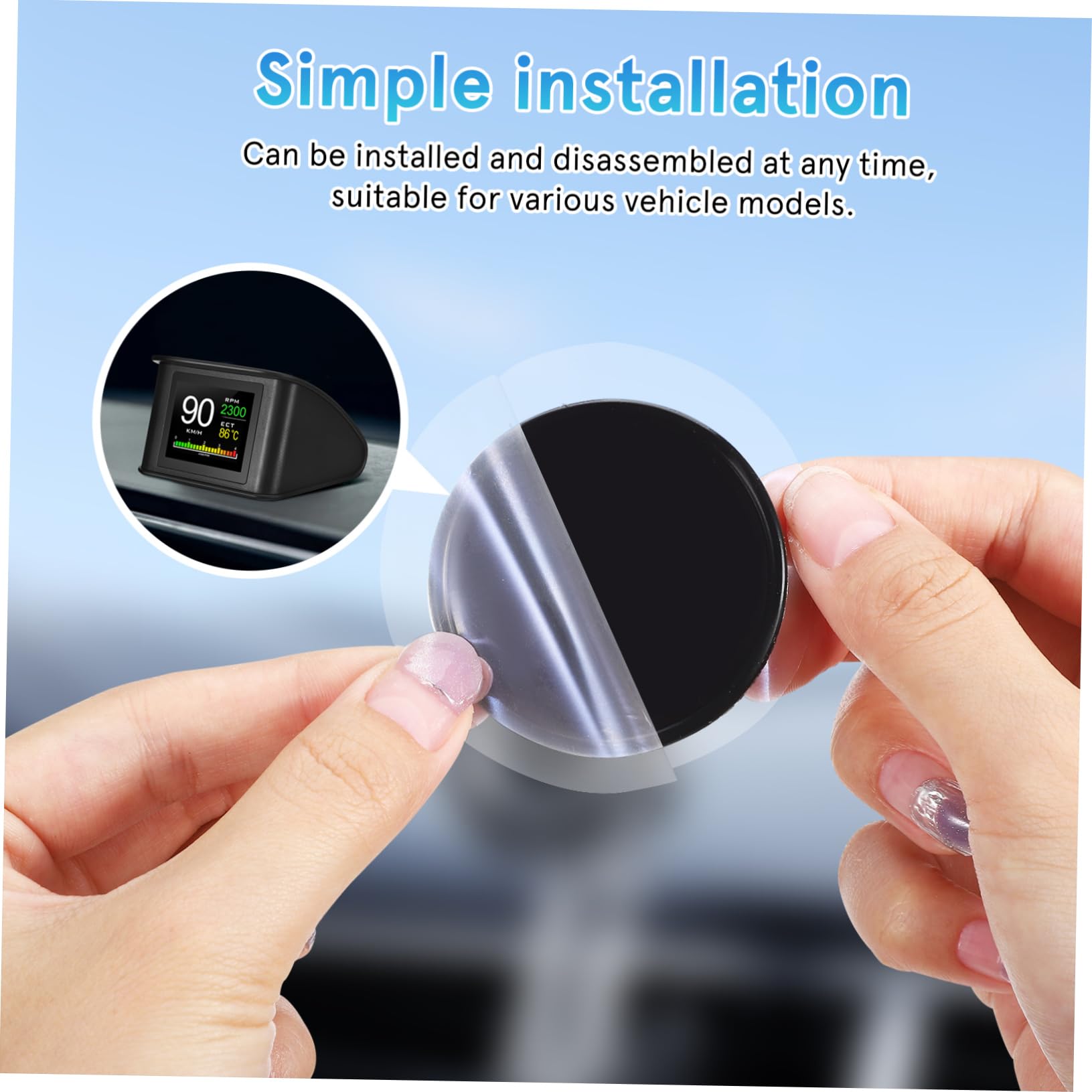 Display Hud per Auto Portatile Modello P in Abs e PC per Navigazione | Schermo Lcd da Viaggio, Monitor per Guida a Lunga Distanza, Design Compatto