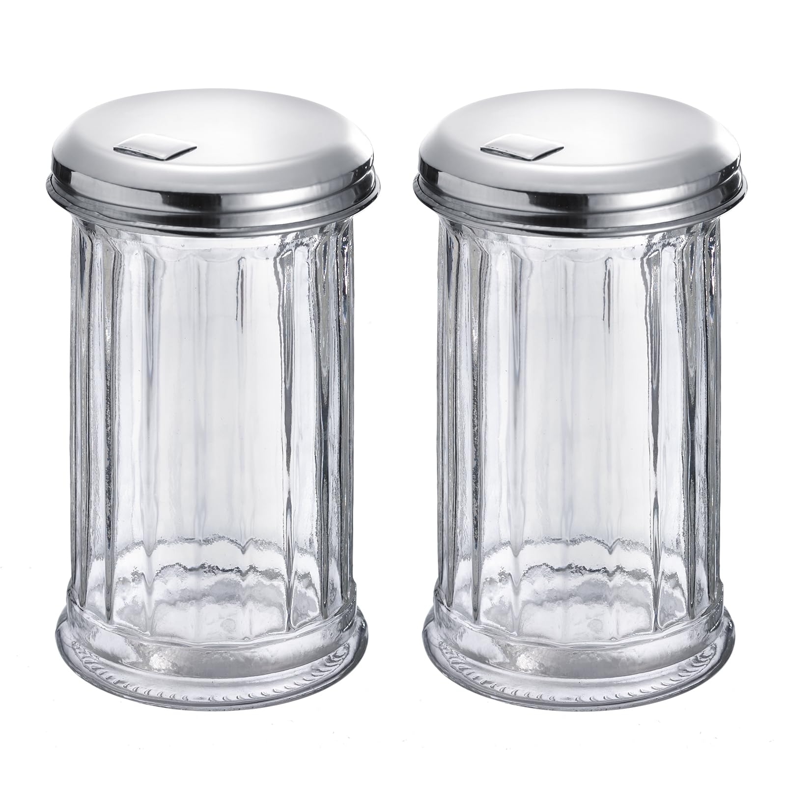 Westmark 2 Zuckerstreuer New York – Ideal für die Gastronomie oder zu Hause, 300 ml, Glas/Rostfreier Edelstahl/Kunststoff – Silber/Transparent, 652022E3