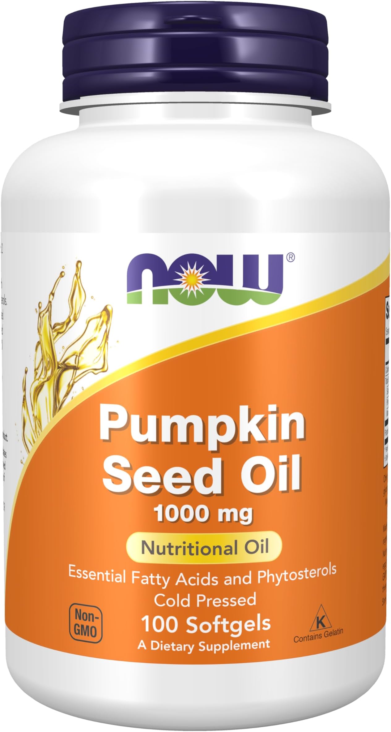 Now, Pumpkin Seed Oil Supplement Nutritional Oil, 1000 mg 100 Softgels