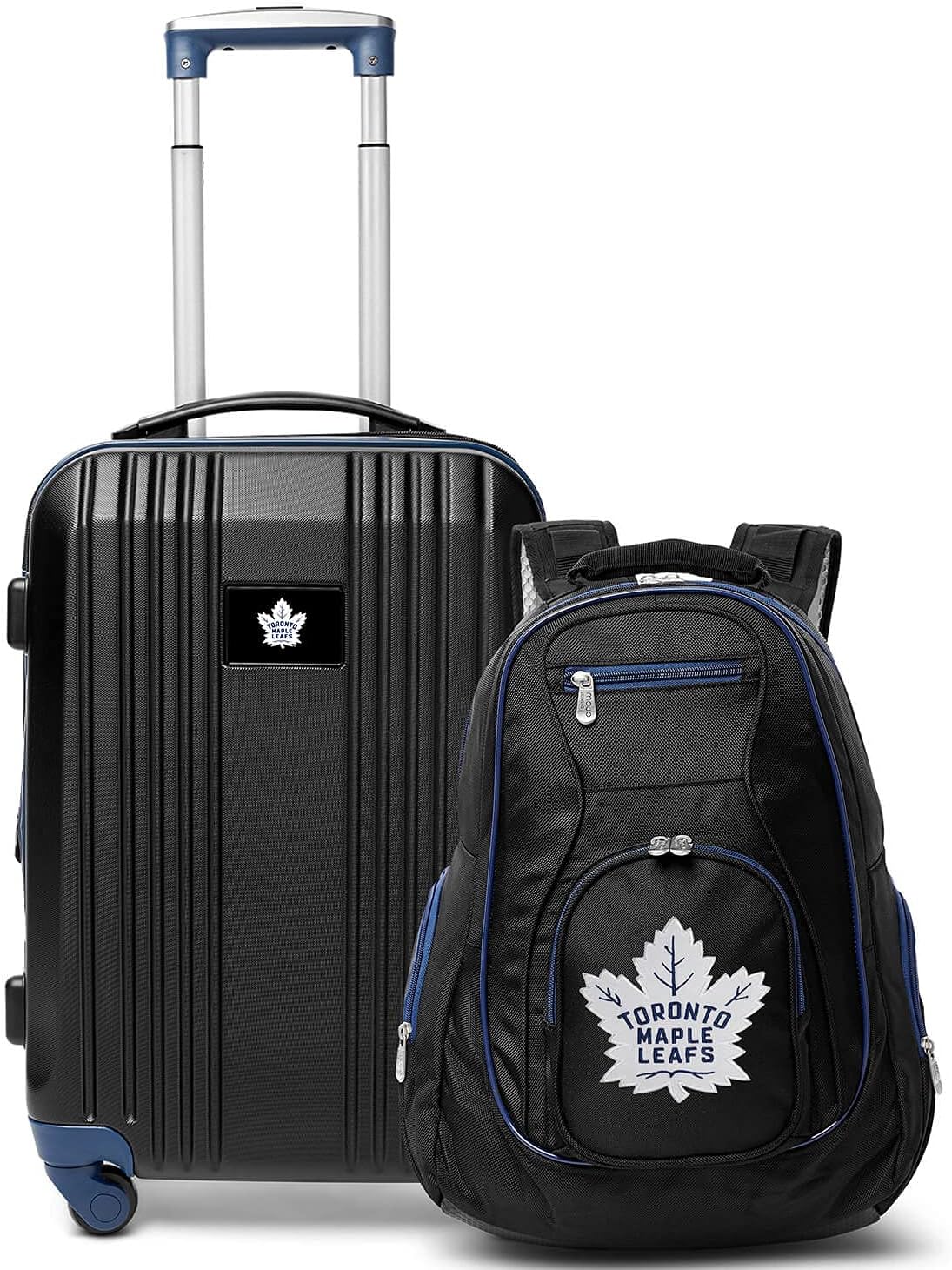 Denco Toronto Maple Leafs 2-Piece Luggage Set, Includes 21-inch Two-Tone Hardcase Spinner and 19" Laptop Backpack
