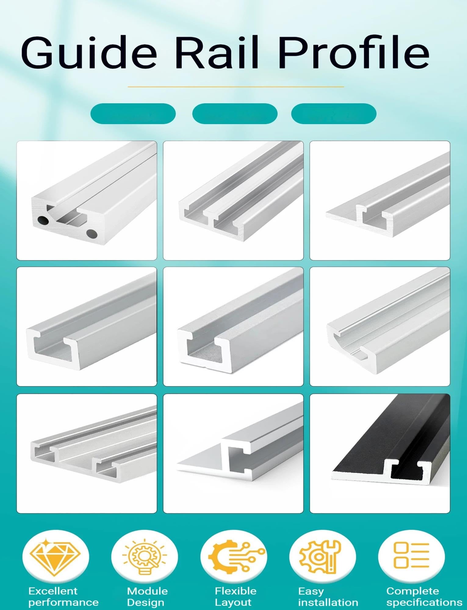 Guía para Sensor de Aluminio, Perfil de Montaje Industrial 100cm