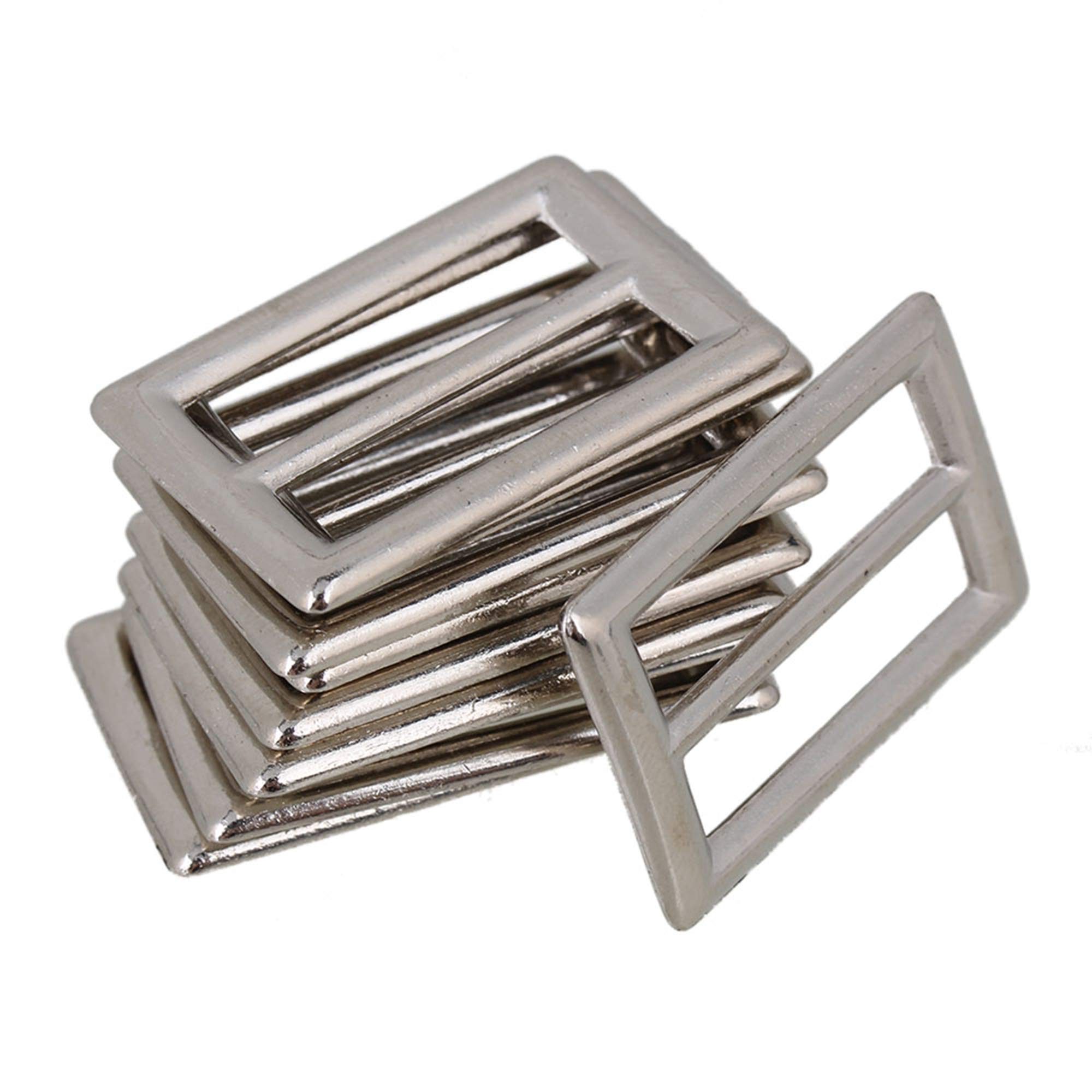 Bqlzr Silver 2.5Cm Zinc Alloy Heavy Welded Tri-Glides Sliders Buckle For Handbag Pack Of 10