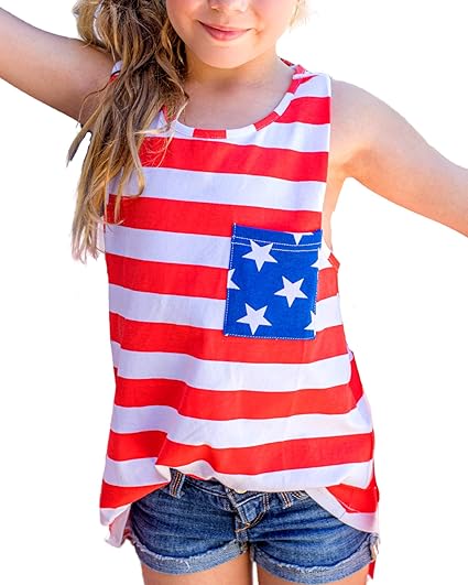Amazon Hh Family 7月4日シャツ 女の子用 愛国的なアメリカ国旗 子供服 Us サイズ 14 Xs カラー マルチカラー キャミソール タンクトップ 通販