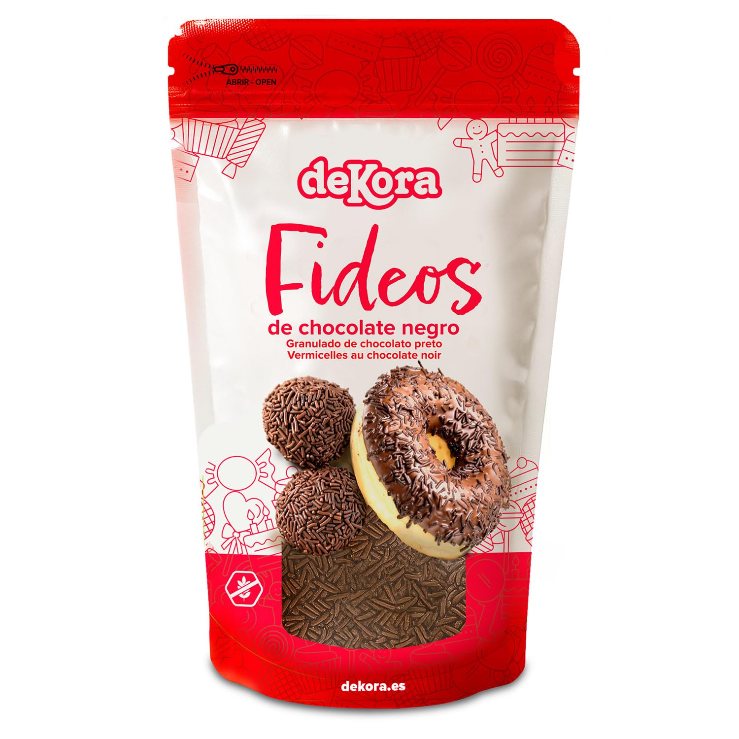 Dekora Fideos de Chocolate 100 g – Topping sin gluten Decoración comestible Tartas Postres Cupcakes Sprinkles Cacao Repostería Creativa