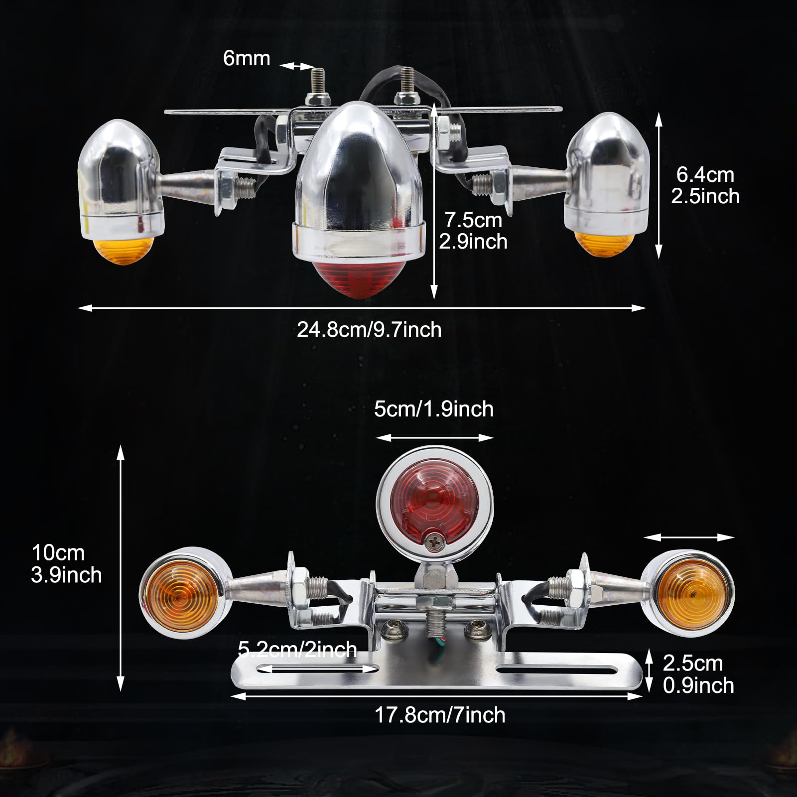 Luce del freno a LED per moto, luce posteriore 12 V, universale, indicatore di stop, luce per targa, per moto da cross, scooter, ATV