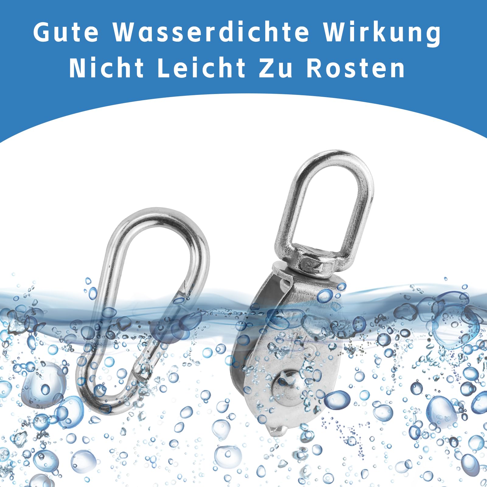 5 Stück Umlenkrolle, Edelstahl Seilrolle mit 5 Stück Federschnalle Karabiner, Umlenkrolle für Seile, für Markise, Fitness, Winde (Silber) Gewerbe, Industrie & Wissenschaft