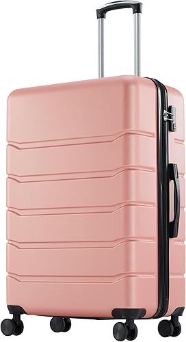 OLIXIS 24 Inch Luggage, Hardside Suitcase with Spinner Wheels, Lightweight ABS Hard Shell Checked Luggage, TSA Approved Lock, Expandable Medium Suitcase for Travel & Business–Pink