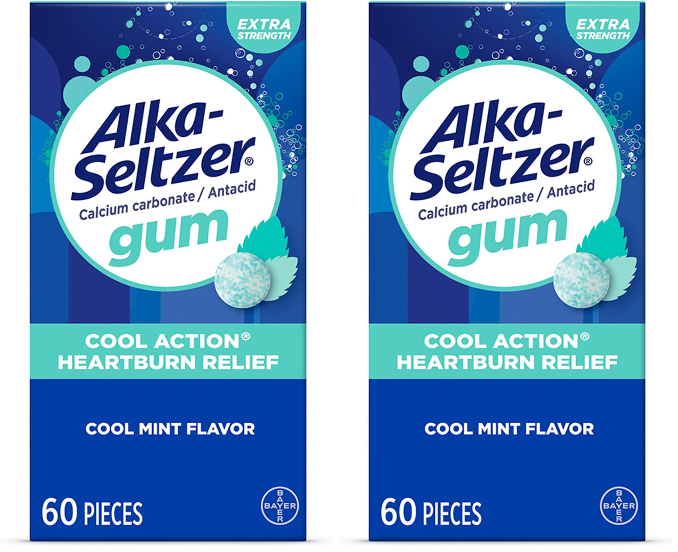 Alka-Seltzer Cool Action Heartburn Relief Gum 120 Count