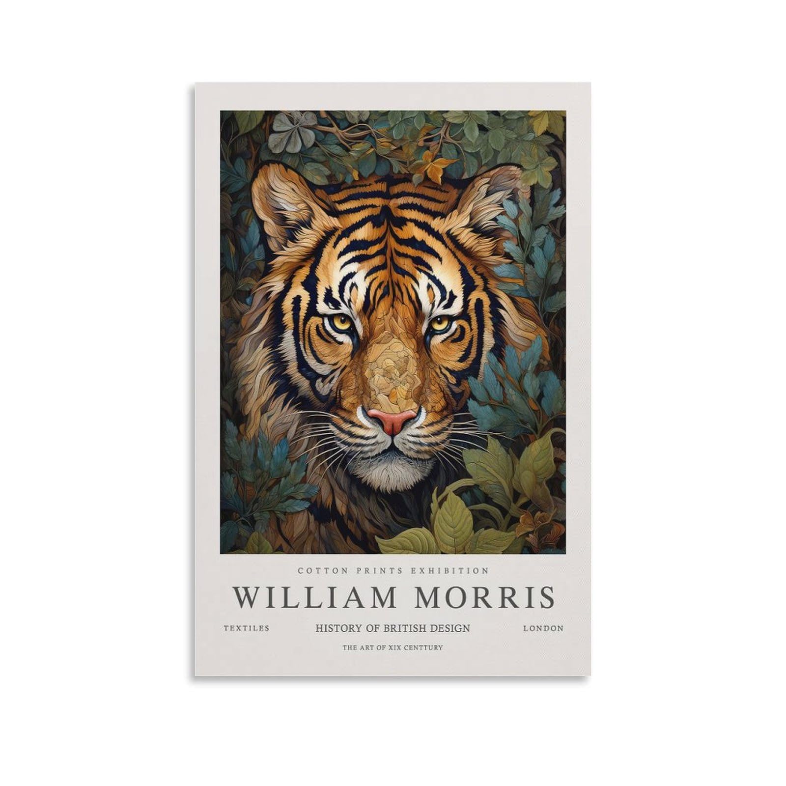 William Morris Flower Wall Art Vintage Tiger Plant Poster For Wall Decor Canvas Wall Art For Living Room Decor 08x12inch(20x30cm)
