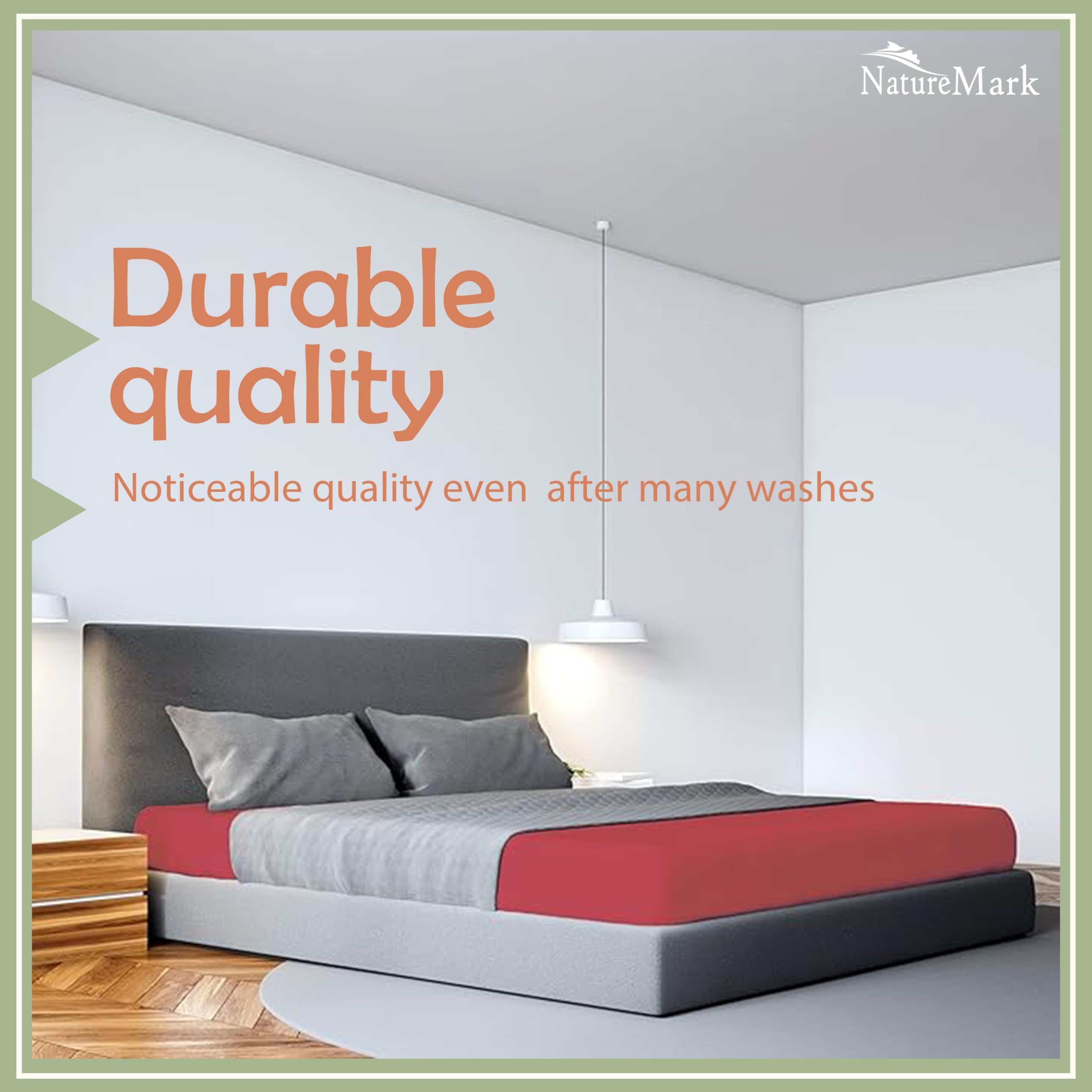 NatureMark Microfiber Fitted Sheet - Soft, Breathable & Comfortable - With Elastic Band - 140 x 200 cm - Burgundy Red - Image 4