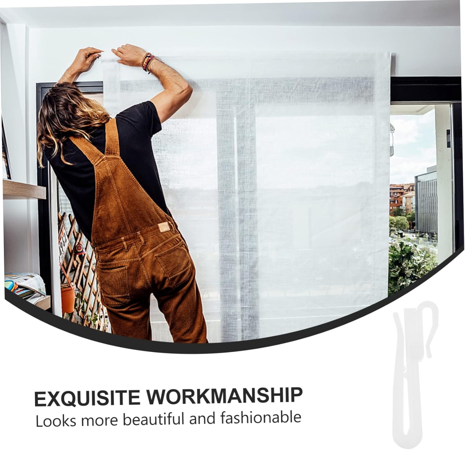 200pcs Curtain Hooks No Drilling Plastic Curtain Holders Fit for Easy Install