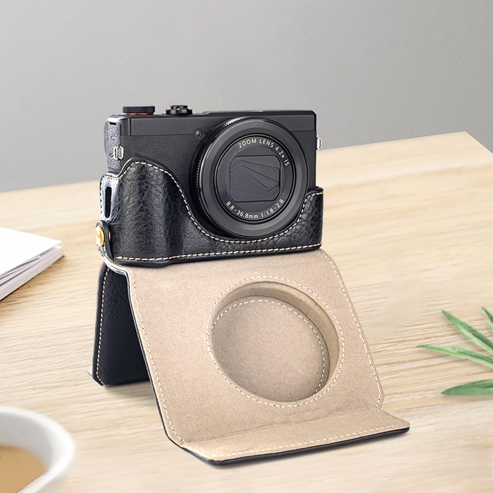 SENECESLI Custodia da Trasporto per Fotocamera G7X3, Borsa Compatta per Fotocamera con Tracolla Regolabile e Staccabile, Borsa per Fotocamera in Pelle PU (BROWN)