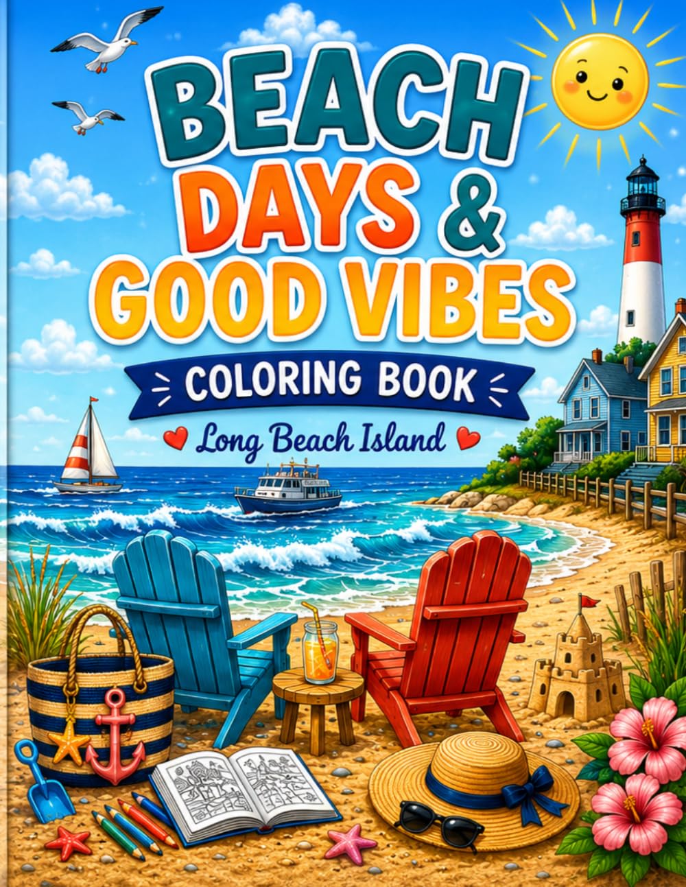 Beach Days and Good Vibes: Long Beach Island Coloring Book