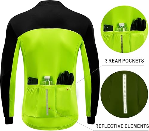 Miniatura 4 de Przewalski Chaqueta de ciclismo de invierno térmica de manga larga para hombre, con 3 bolsillos traseros