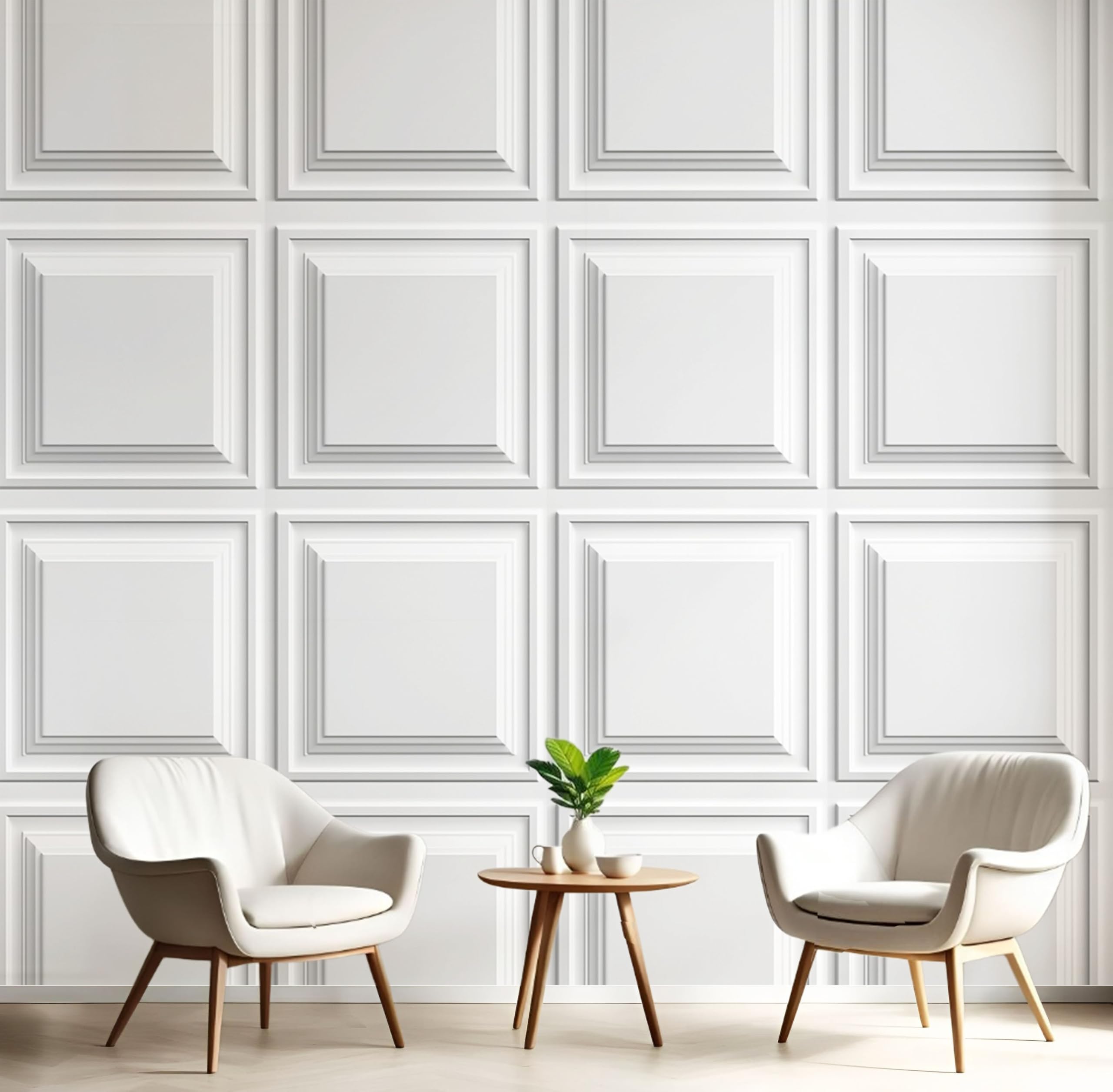 Papier peint panoramique 3D géométrique crème pour salon et chambre 150X105cm