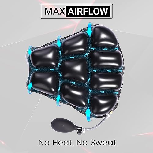 Miniatura 4 de GRAND PITSTOP - Cojín de asiento de aire para motocicleta, inflar y desinflar en movimiento, alivio de presión para asiento de motocicleta, a prueba