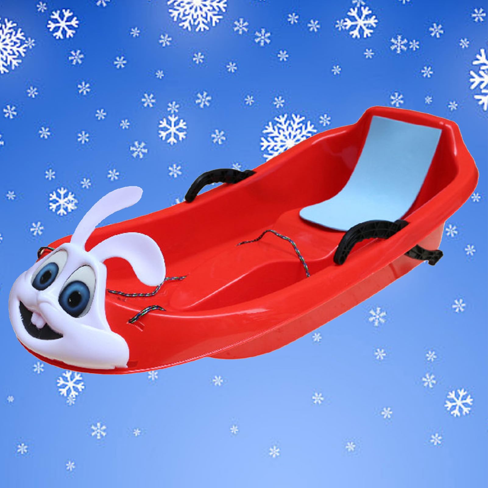 TUOYIBO Happy Children's Sledding, Sleds for Kids, Kids Sleds for Snow with 2 Handles and Pull Ropes, Thickened Sled, Plastic Snow Sled