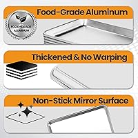Vista 3 de Juego de 6 bandejas para hornear tamaño cuarto, bandeja para hornear de aluminio comercial para galletas, duradera y antiadherente de 13”x 10