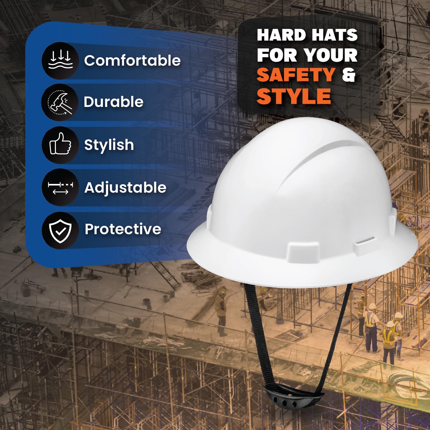 Cappello rigido a tesa piena aggiornato, bianco, imbottito, OSHA costruzione sicurezza approvato, cappelli rigidi da uomo, cascos de construccion casco.