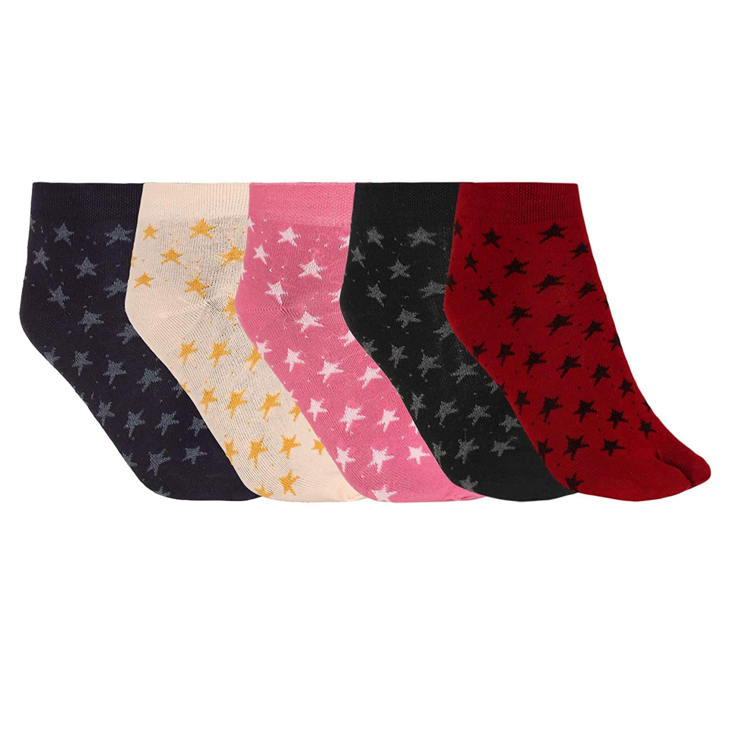 Ankle Length Printed Cotton Colourful Thumb Socks For Women/Girls-Combo Free Size(SCS-WS-08-P-05)-image-38