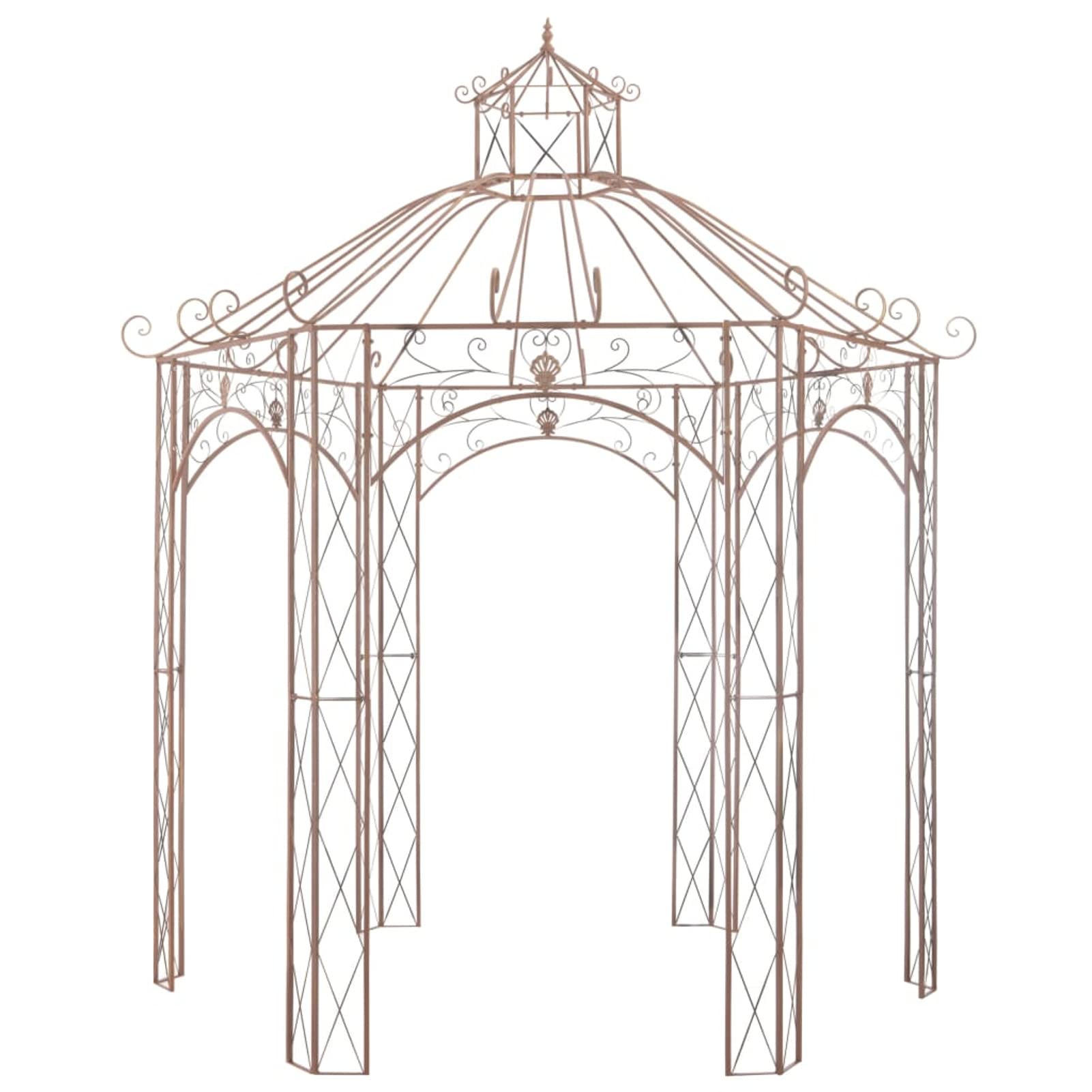 ZEYUAN Gartenpavillon, Pop-Up Partyzelt, Festzelt, Pavillon, Garden Decoration, Canopy Tent, Lagerzelt, Pavillon, Antikbraun 3 m Eisen