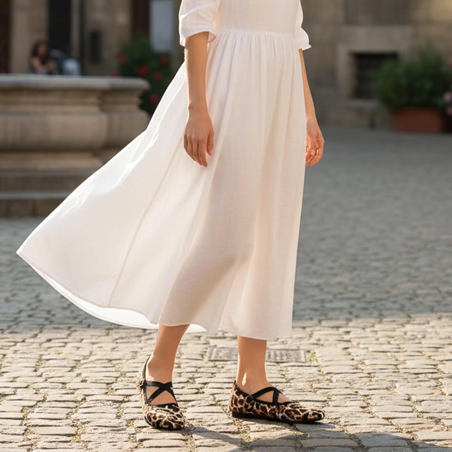 FRANK MULLY Women's Mary Jane Flats Knit Ballet Criss Cross Ankle Strap Flat Shoes - Image 2