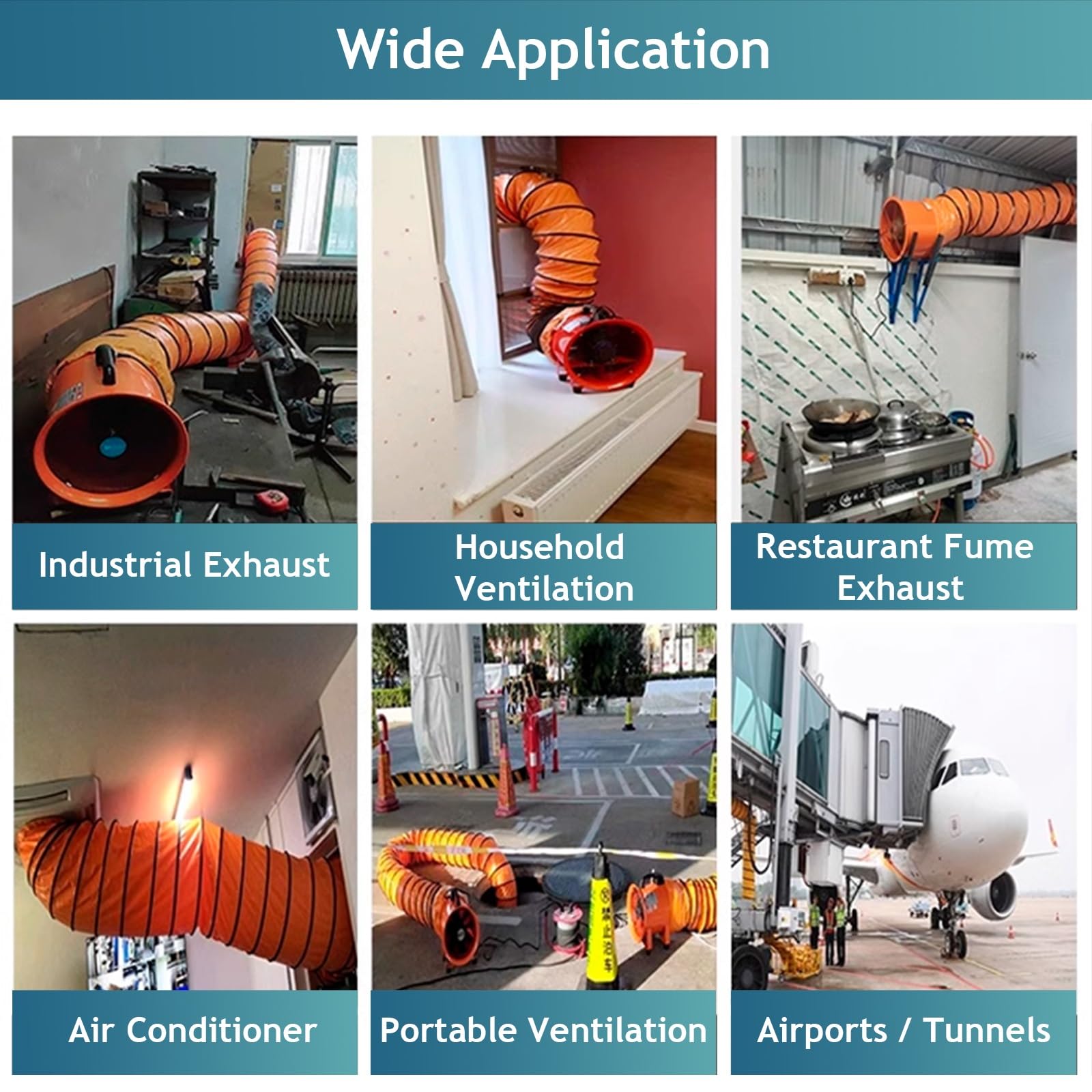 Manguera flexible de PVC con abrazadera, tubo de ventilación de 32.8 pies para sopladores y depuradores de aire, conducto de aire de escape portátil