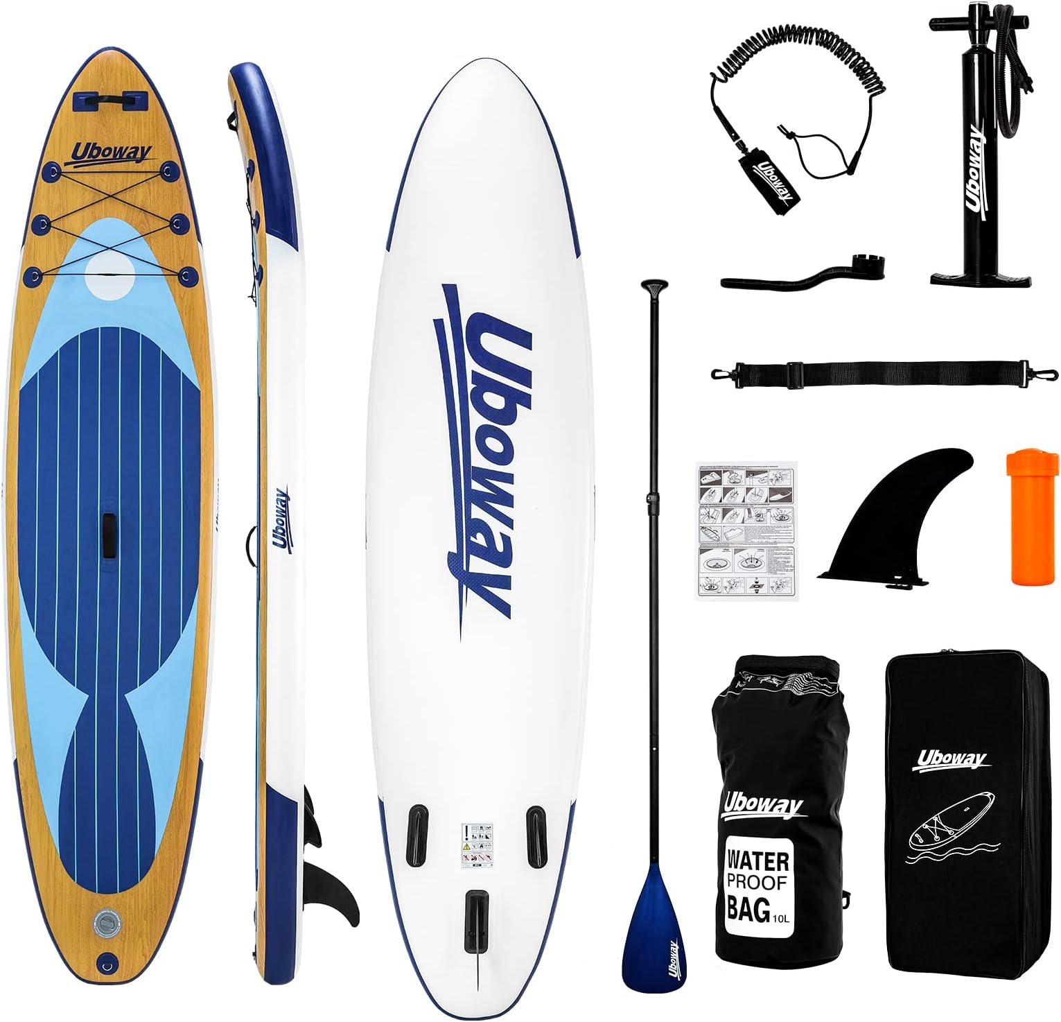 Uboway Inflatable Stand Up Paddle Board 10' /11' Paddleboard Inflatable Ultra-Light with Premium Sup & Backpack Accessories for All Skill Levels, Non-Slip Deck, Dry Bag & Hand Pump, Sup for Adults