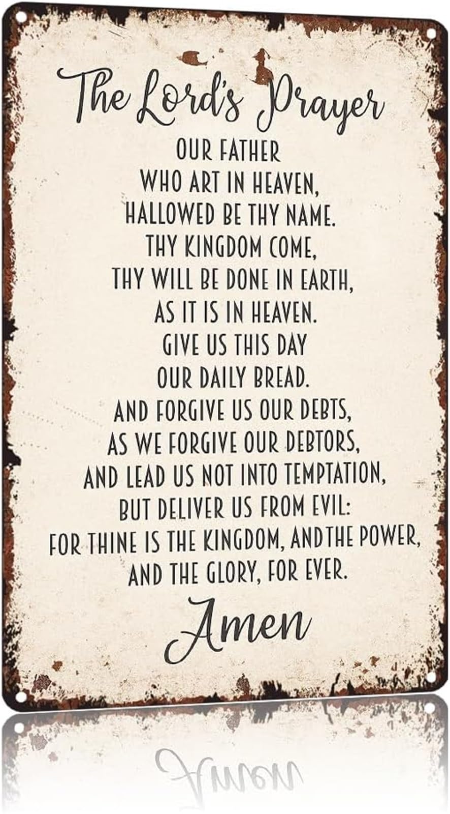 NWPNLXEA The Lords Prayer Wall Decor Vintage Metal Tin Sign Religious Scripture Art for Faith Home Church Bedroom Inspirational Gift 8 X 12 inch