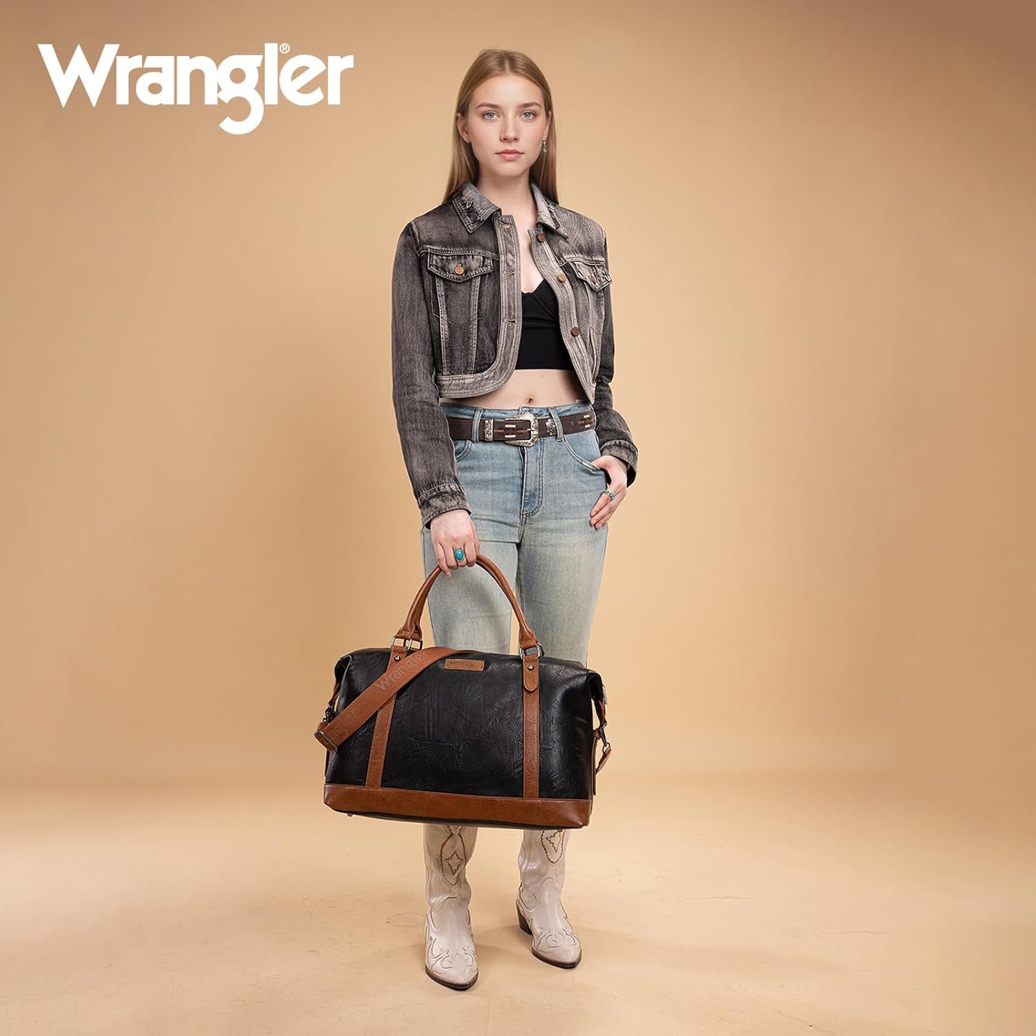 Wrangler Duffel Bag Large Travel Weekender Bag for Women Waterproof Carry on Overnight Bag for Gym,Trips,Weekends - Image 2