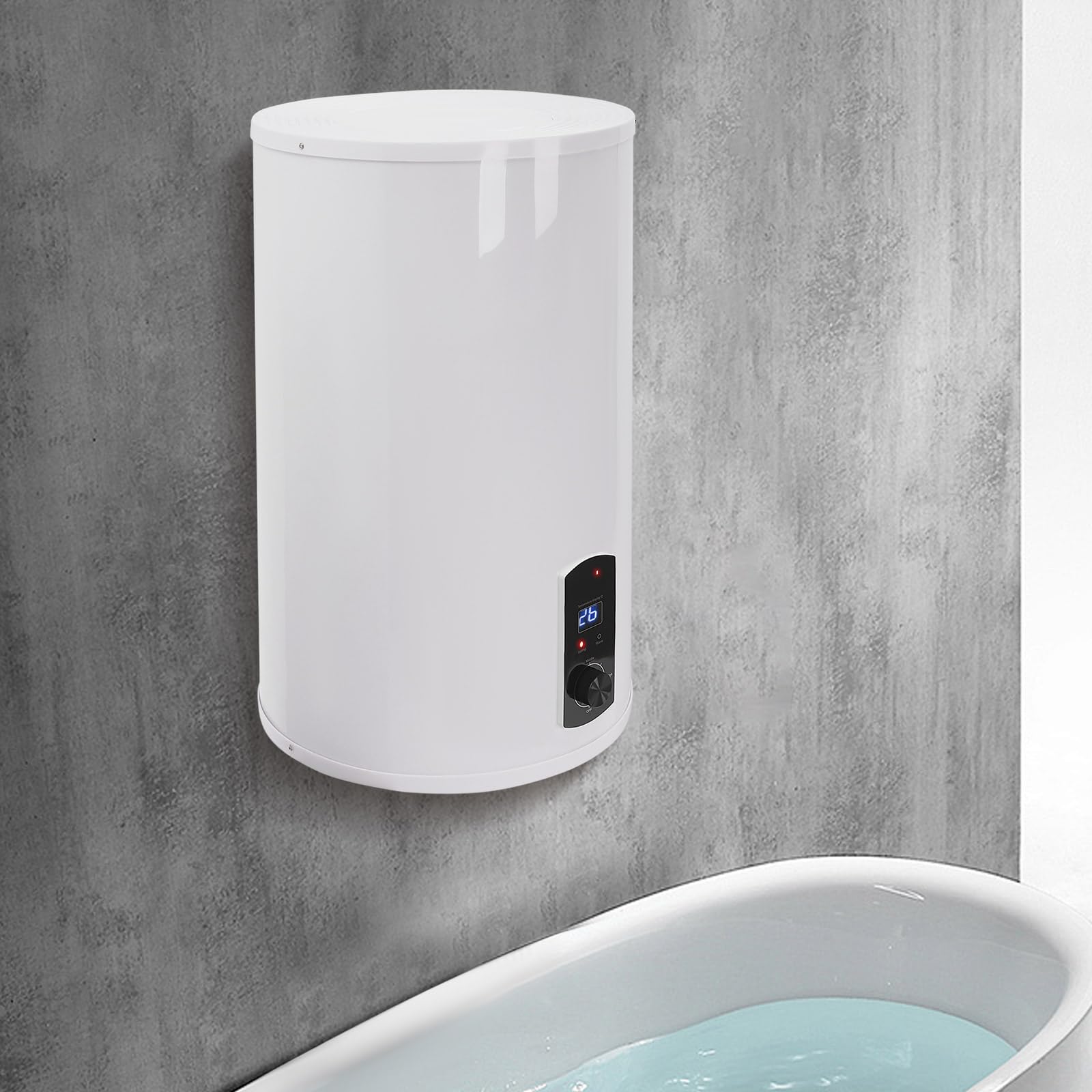Serbatoio acqua calda 220 V 2000 W fissaggio a parete Mini doccia scaldabagno con kit doccia e indicatore di temperatura, scaldabagno istantaneo 25 – 75 °C 120 L bianco colonna