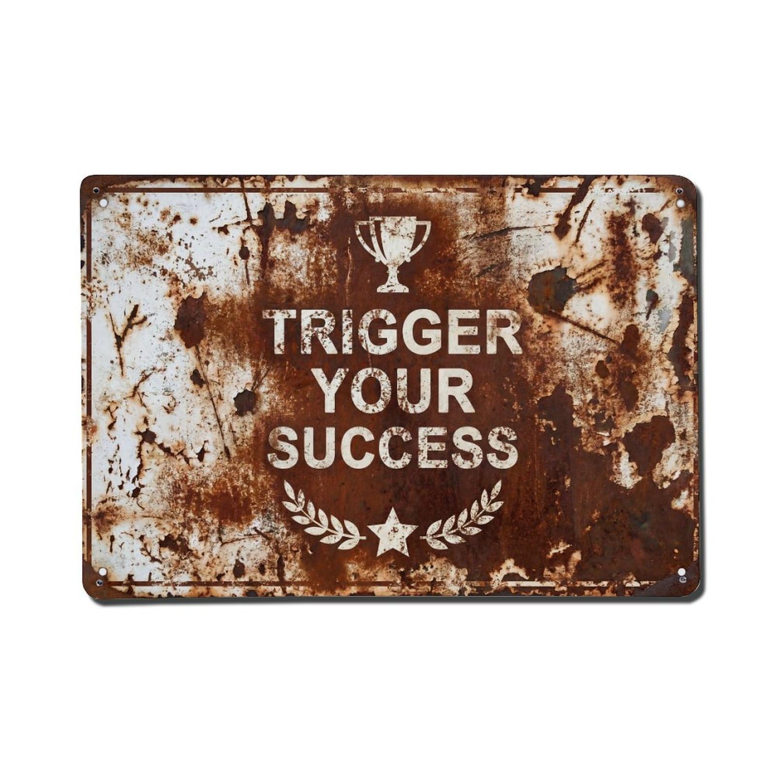Trigger Your Success Victory Retro Motivational Slogans Vintage Metal Tin Sign Wall Decor for Cafe, Club, Garden Metal Poster 8x12Inch