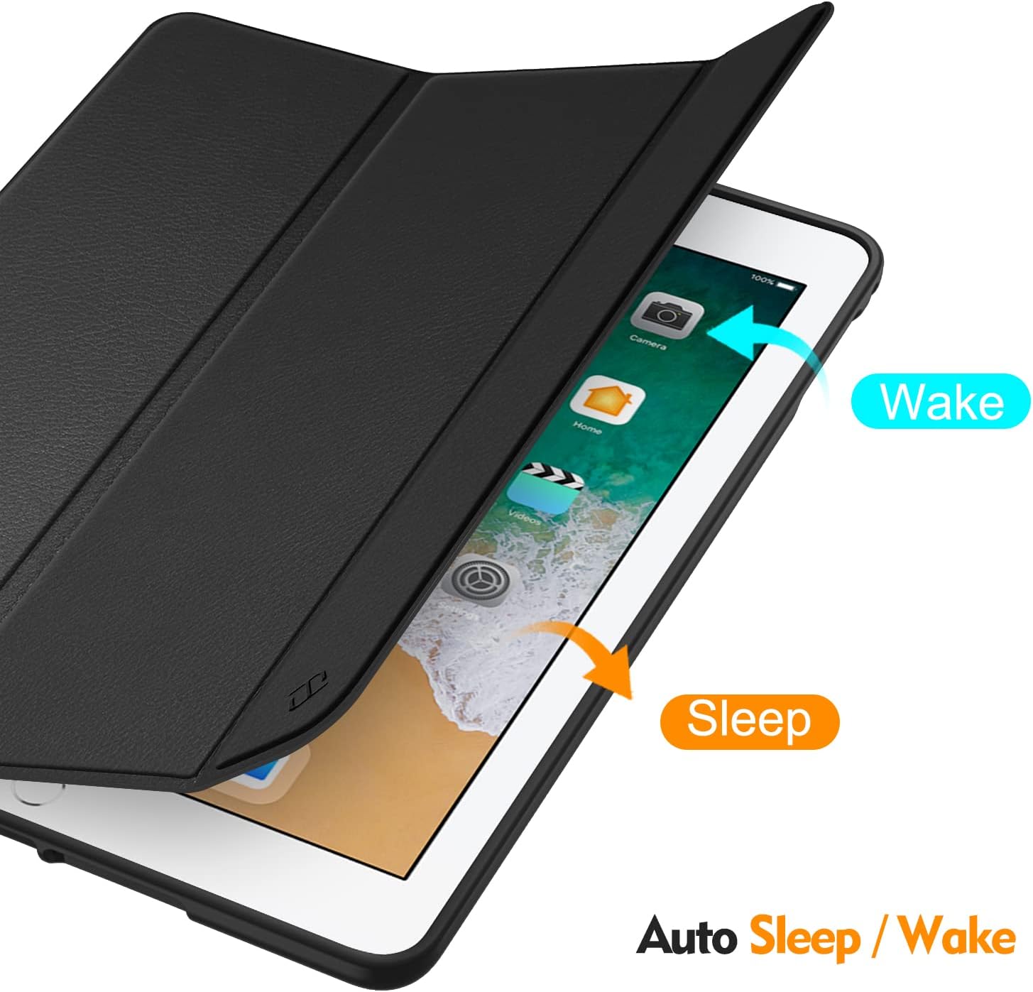 Fintie SlimShell Case for iPad 6th Generation 2018 / iPad 5th Gen 2017/ iPad Air 2 / iPad Air - [Built-in Pencil Holder] Soft TPU Back Cover w/Auto Wake Sleep for iPad 9.7", Black