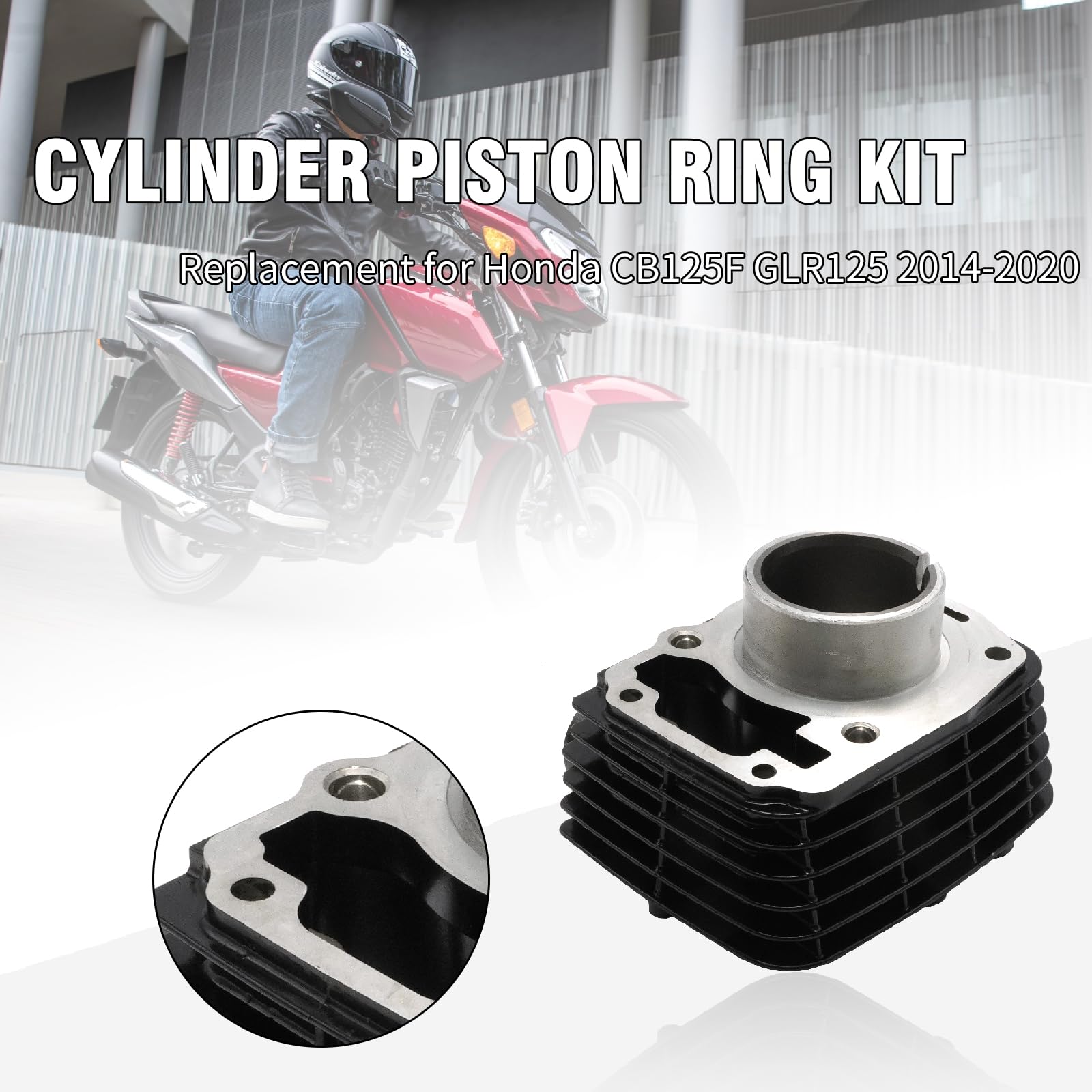 Juego de anillos de pistón de cilindro de 125 cc y 52,4 mm, repuesto para Honda CB125F GLR125 2014-2020