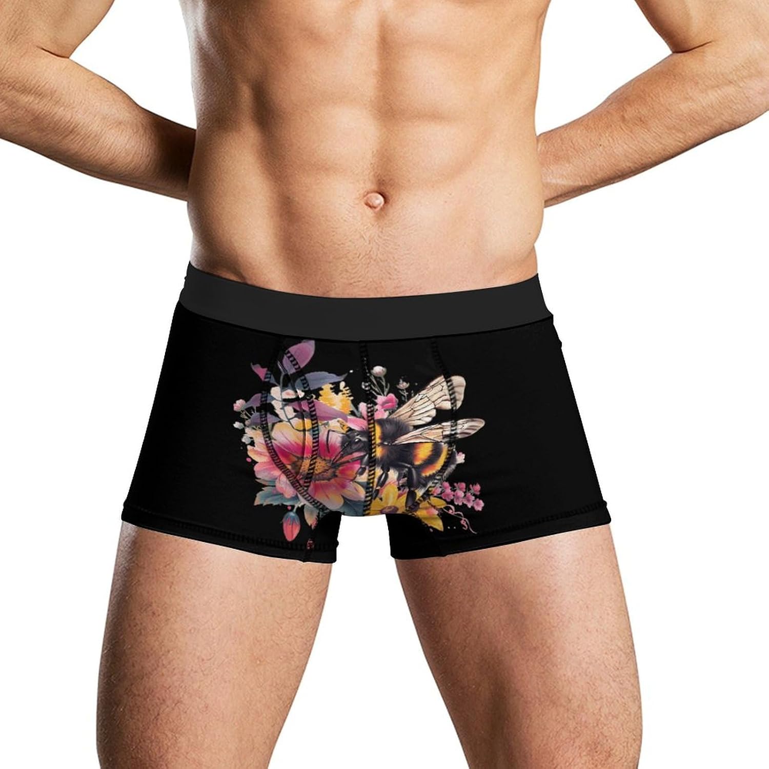 Bee Honeybee Flowers Boho Novelty Men's Trunks Soft Breathable Underwear Patterned Stretch Briefs