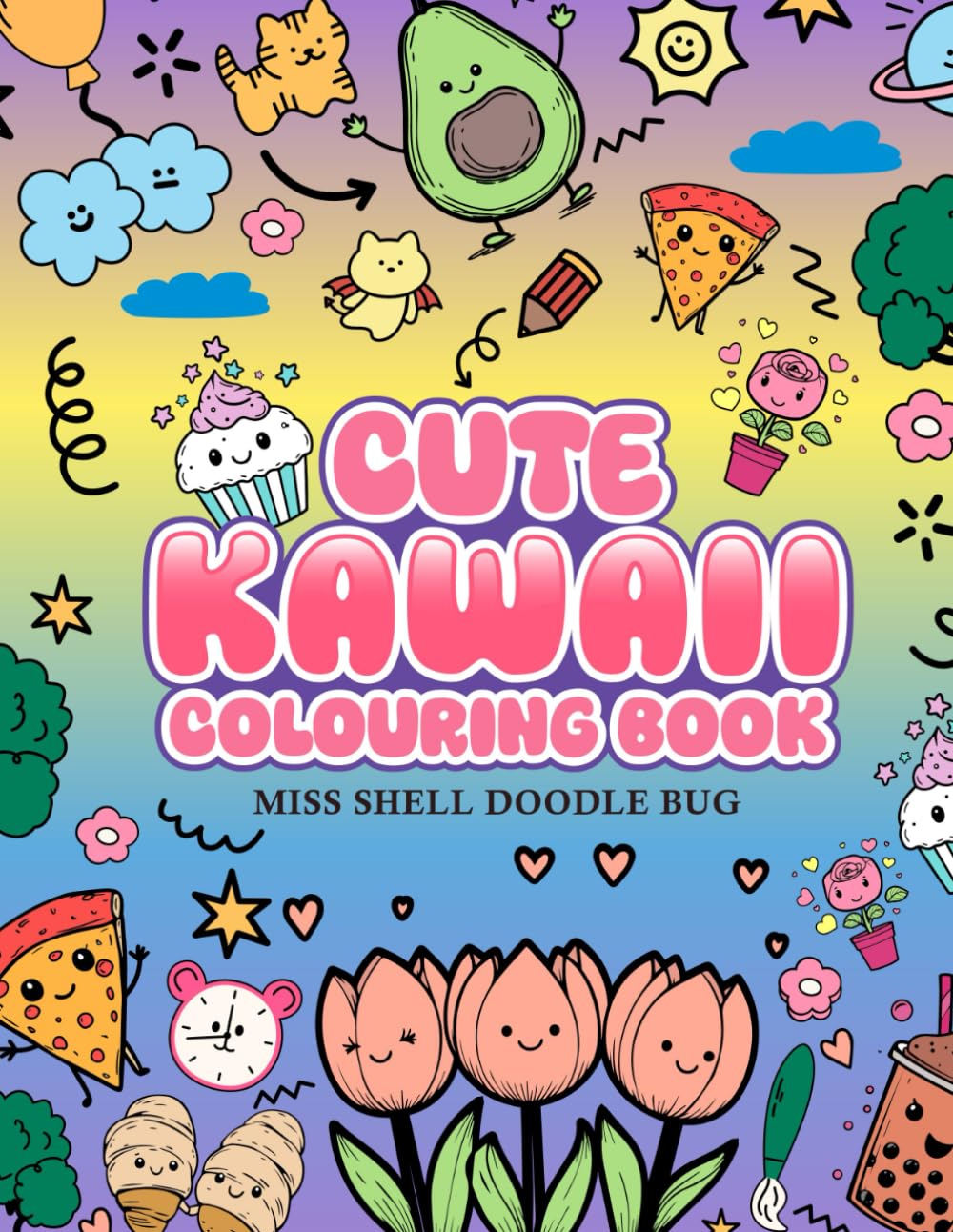 Cute Kawaii Colouring Book: Fun and easy colouring for kids and adults