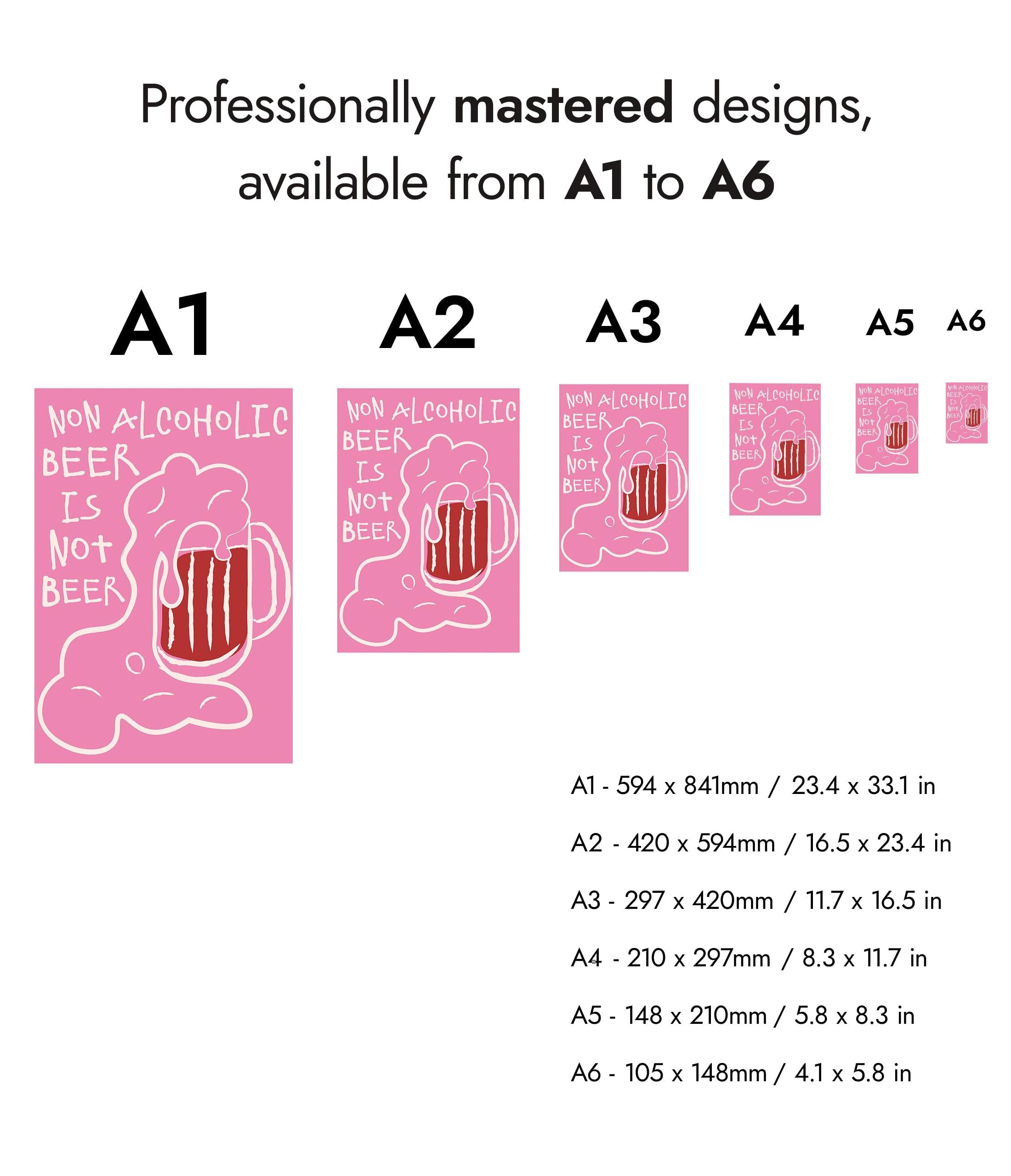A1 Wanddekoration für Mädchenzimmer, alkoholfreies Bier, Hot Pink, adrett, 84,1 x 59,4 cm