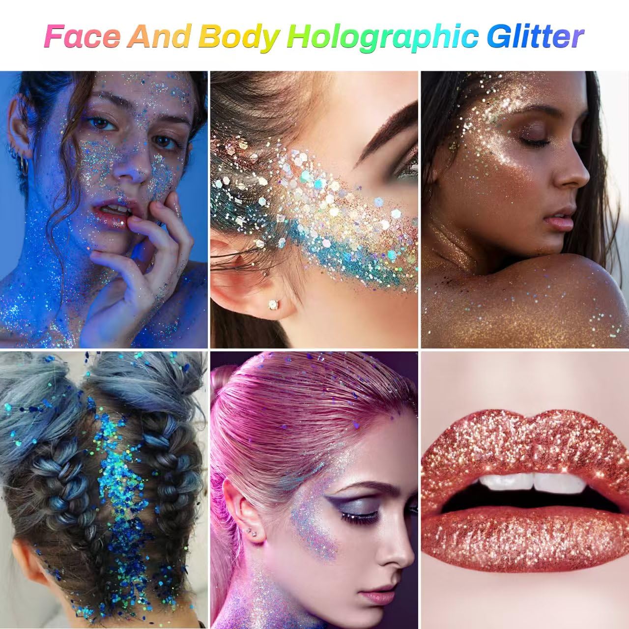 Nafaboig Face & Body Glitter Gel - 12 Color Freckles & Festival Tattoo Makeup