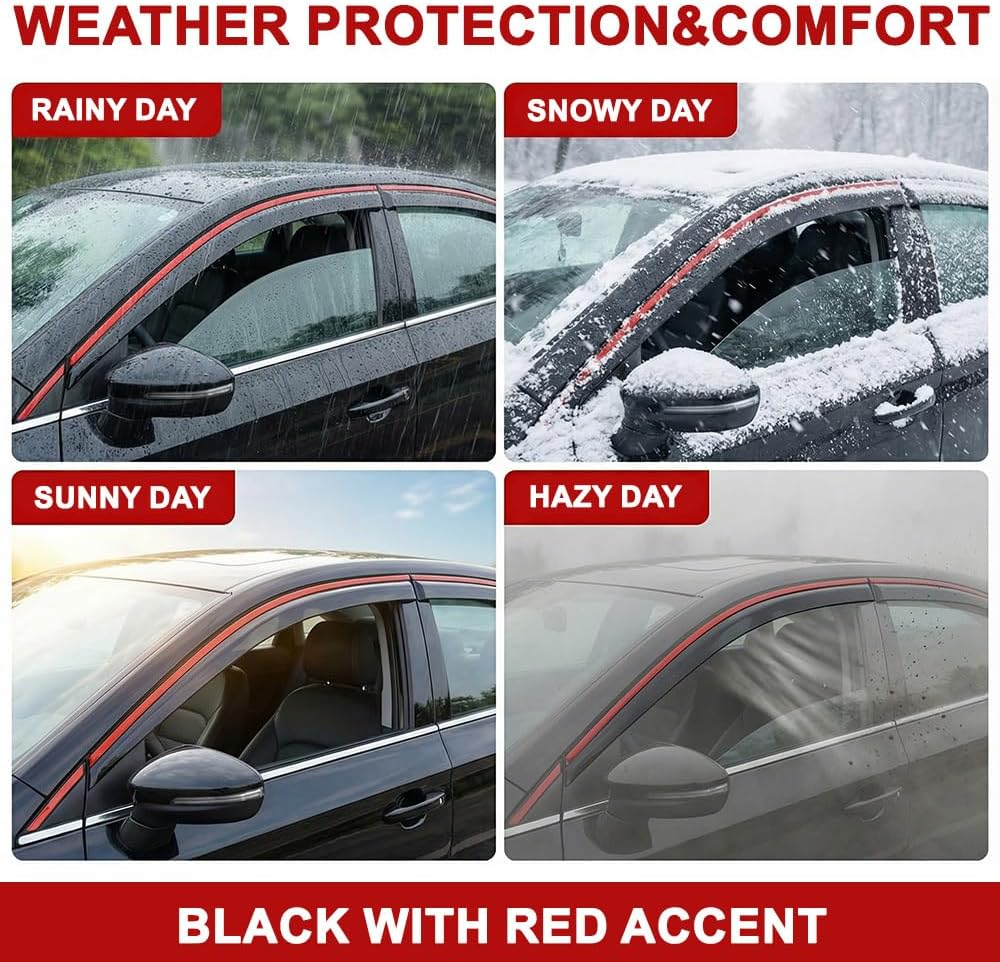 MotorbyMotor Rain Guards fits for 2009 2010 2011 2012 2013 Toyota Corolla Window Visor Deflector 4pc Set