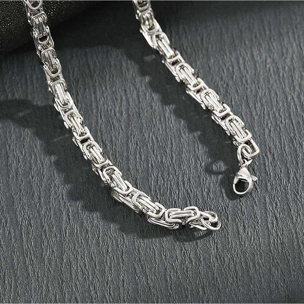 Seamido Black Gold Silver Stainless Steel Cross Necklace For Men, Byzantine Chain Necklace with Chunky Cross Pendant, Crucifix Catholic Christian Jewelry for Men - Image 5