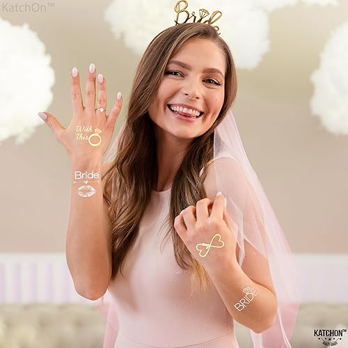 Miniatura 7 de KatchOn Tatuajes metálicos de la tribu de la novia, 34 piezas, tatuajes de novia dorados para despedidas de soltera y decoraciones de despedida de